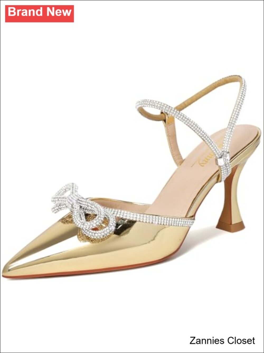 ✨ Susanny Women's Kitten Heel Slingback Pointed Toe Bow Pumps Wedding Dress
